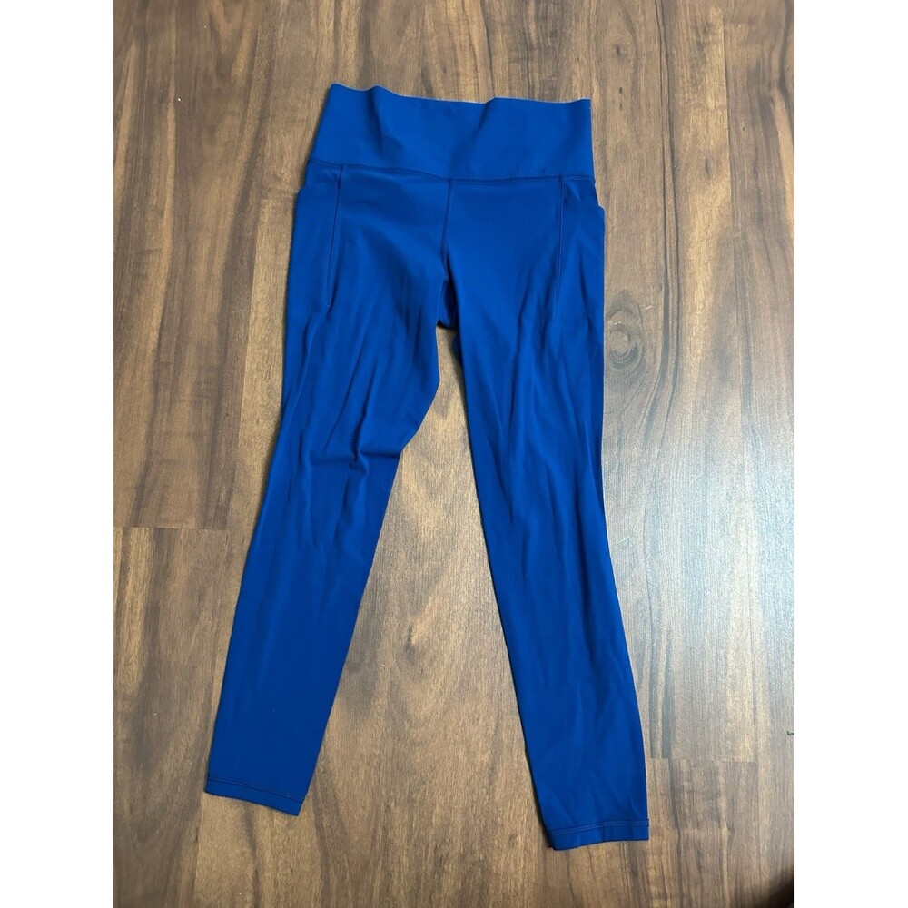 Athleta Salutation Stash Tight Leggings M Blue High Rise Pocket Yoga Pants